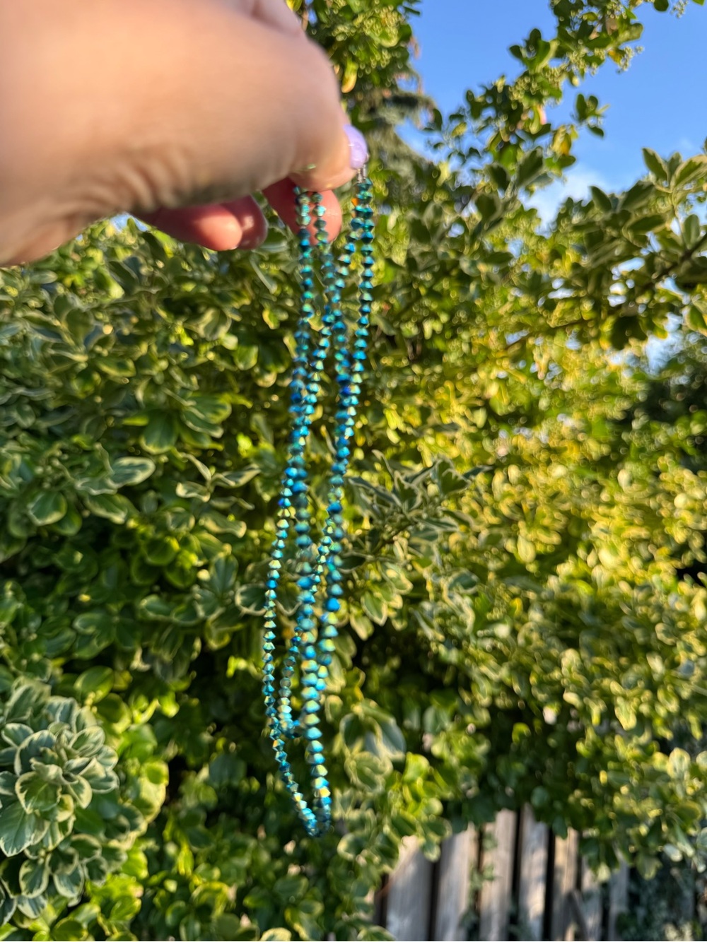 Green Crystal Beaded Double Strand Necklace Mermaid Fairy Core Y2K Nostalgia - Picture 7 of 11